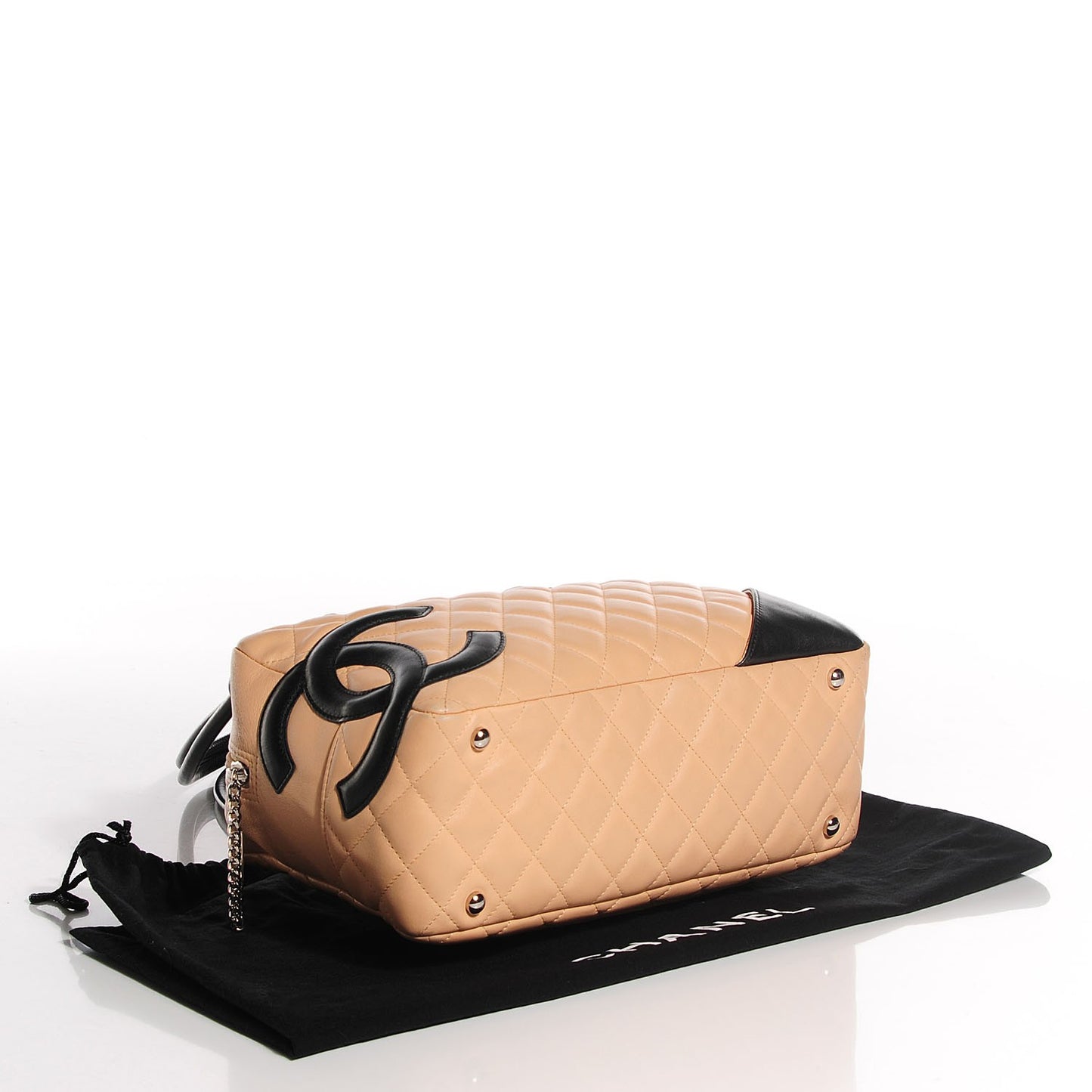 Calfskin Quilted Large Cambon Bowler Beige Black