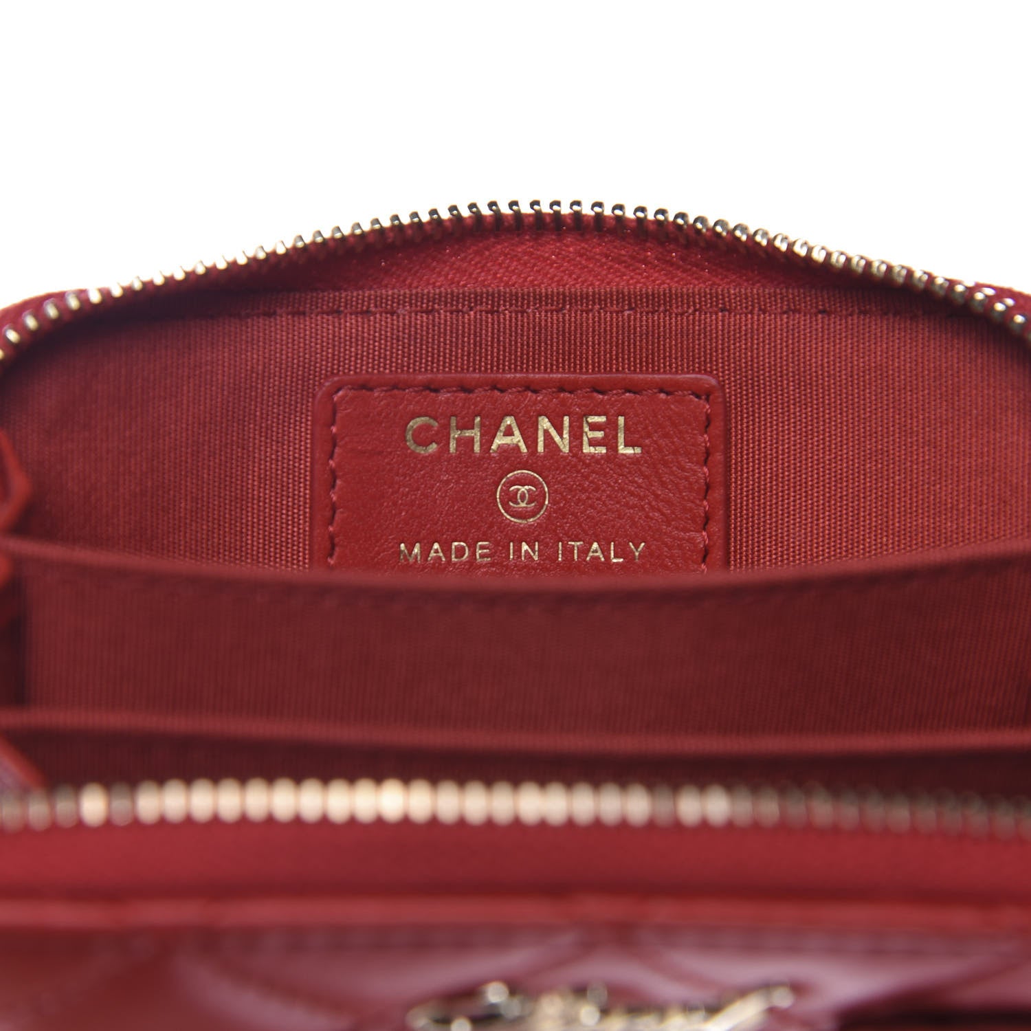 Chanel Lambskin Quilted Camellia Zip Coin Purse Red 6 of 8