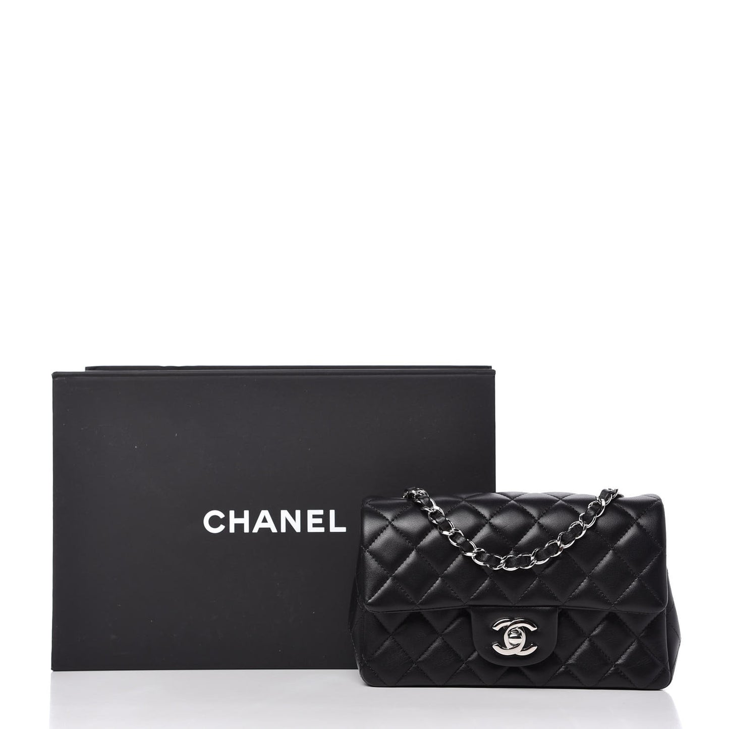 Lambskin Quilted Mini Rectangular Flap Black