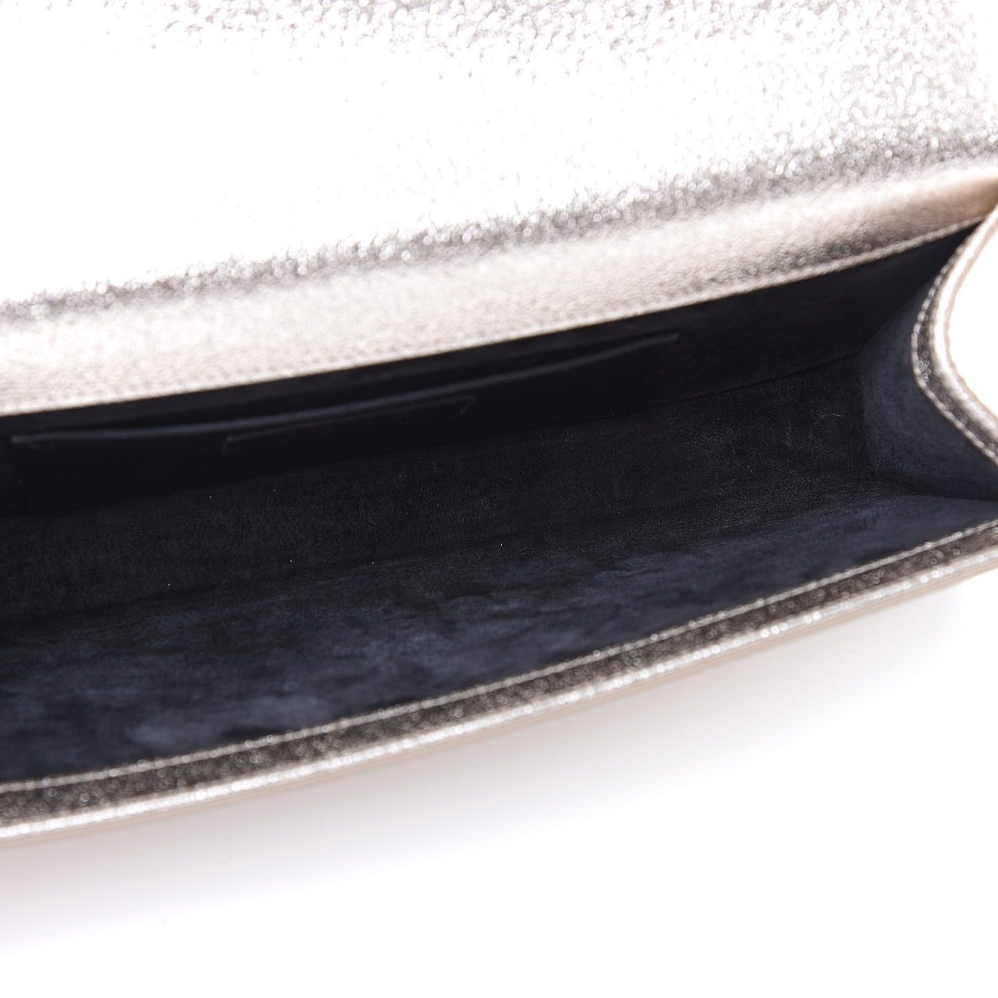 Textured Metallic Calfskin Classic Monogram Cassandre Clutch Silver