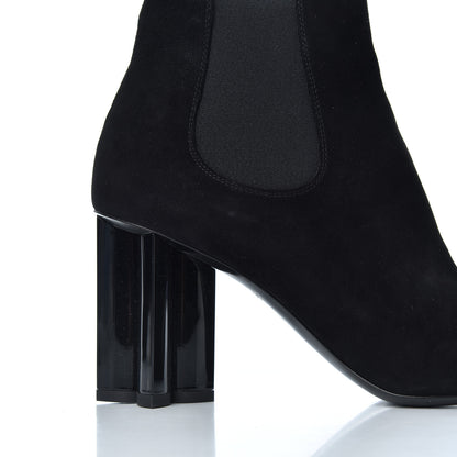 Louis Vuitton Suede Monogram Uniformes Cap Toe Chelsea 80mm Ankle Boots 38.5 Black 10 of 13