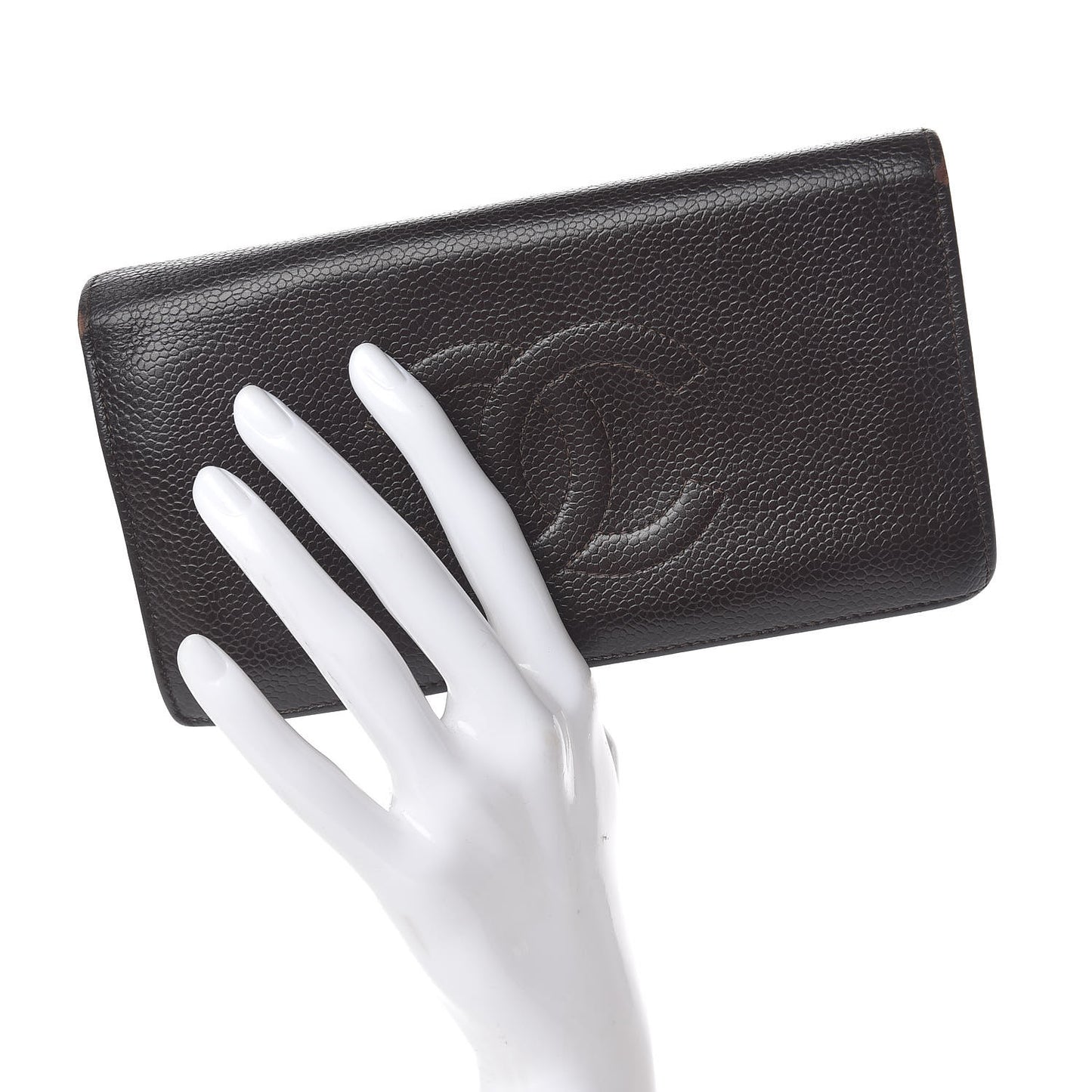 Caviar Timeless CC Yen Wallet Dark Brown