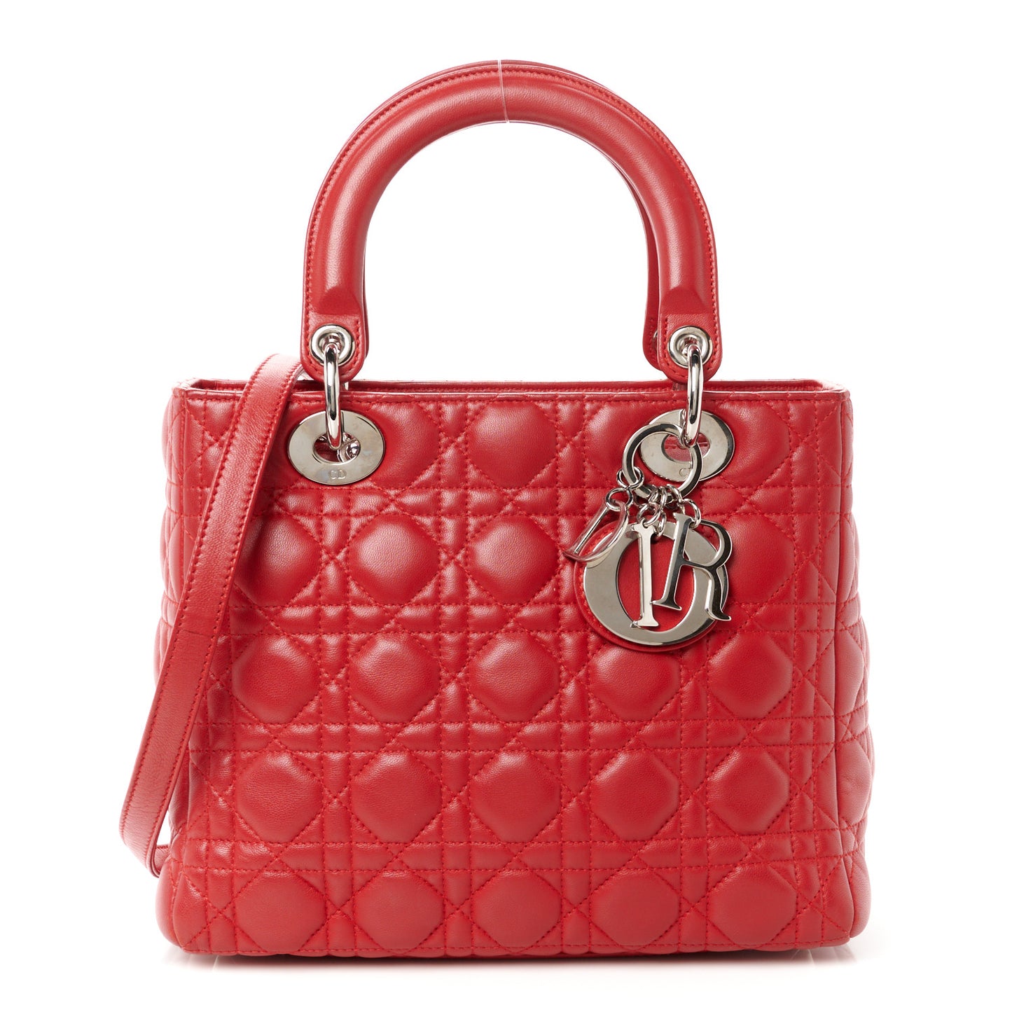 Lambskin Cannage Medium Lady Dior Red