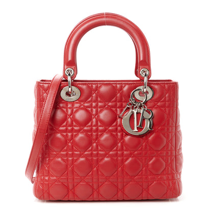 Christian Dior Lambskin Cannage Medium Lady Dior Red 1 of 11