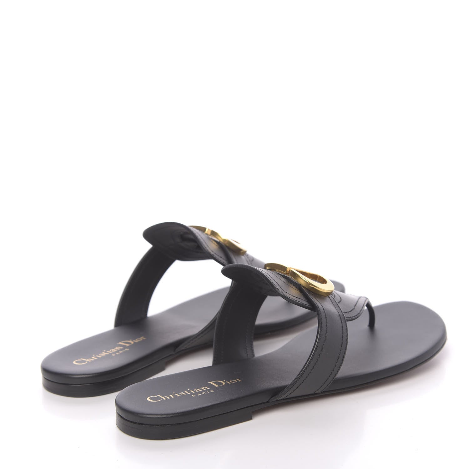 Christian Dior Calfskin 30 Montaigne Thong Sandals 39.5 Black 4 of 9