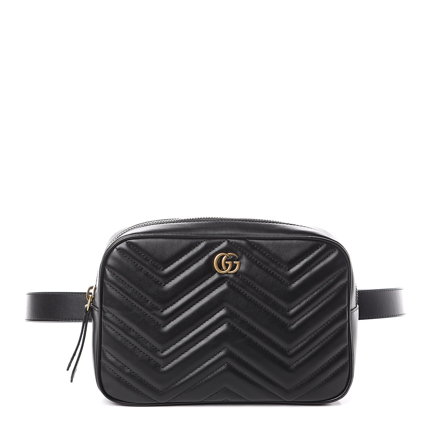 Gucci Calfskin Matelasse Mens GG Marmont Belt Bag 100 40 Black 1 of 8