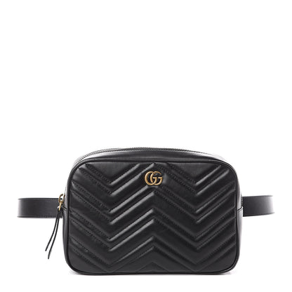 Gucci Calfskin Matelasse Mens GG Marmont Belt Bag 100 40 Black 1 of 8
