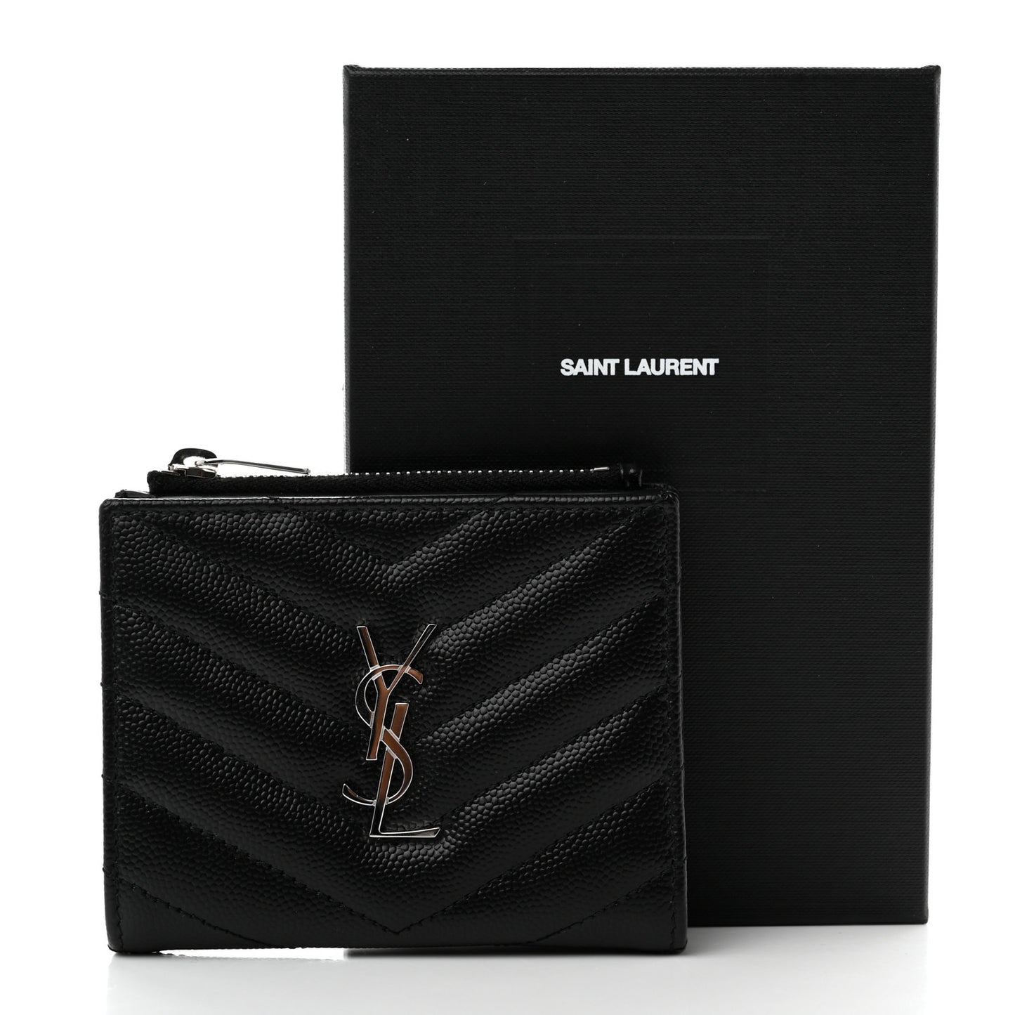 Grain De Poudre Matelasse Chevron Monogram Zipped Card Case Black