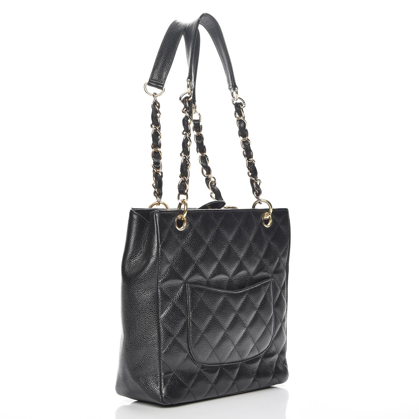 Caviar Quilted Petit Shopping Tote PST Black