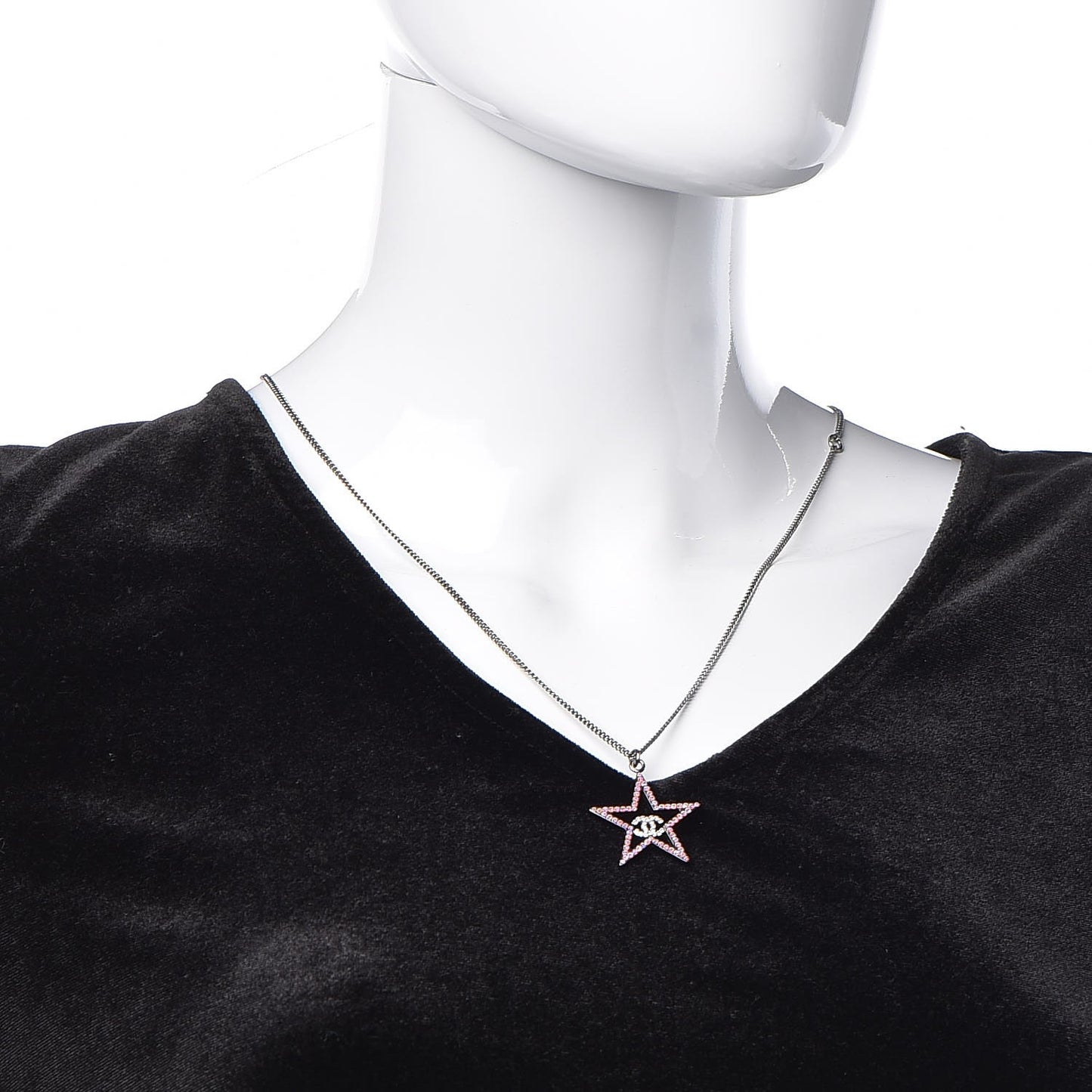 Ruthenium Crystal Star CC Necklace Iridescent Pink