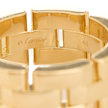 Cartier 18K Yellow Gold Maillon Panthere 3 Rows Ring 48 4.5 5 of 8