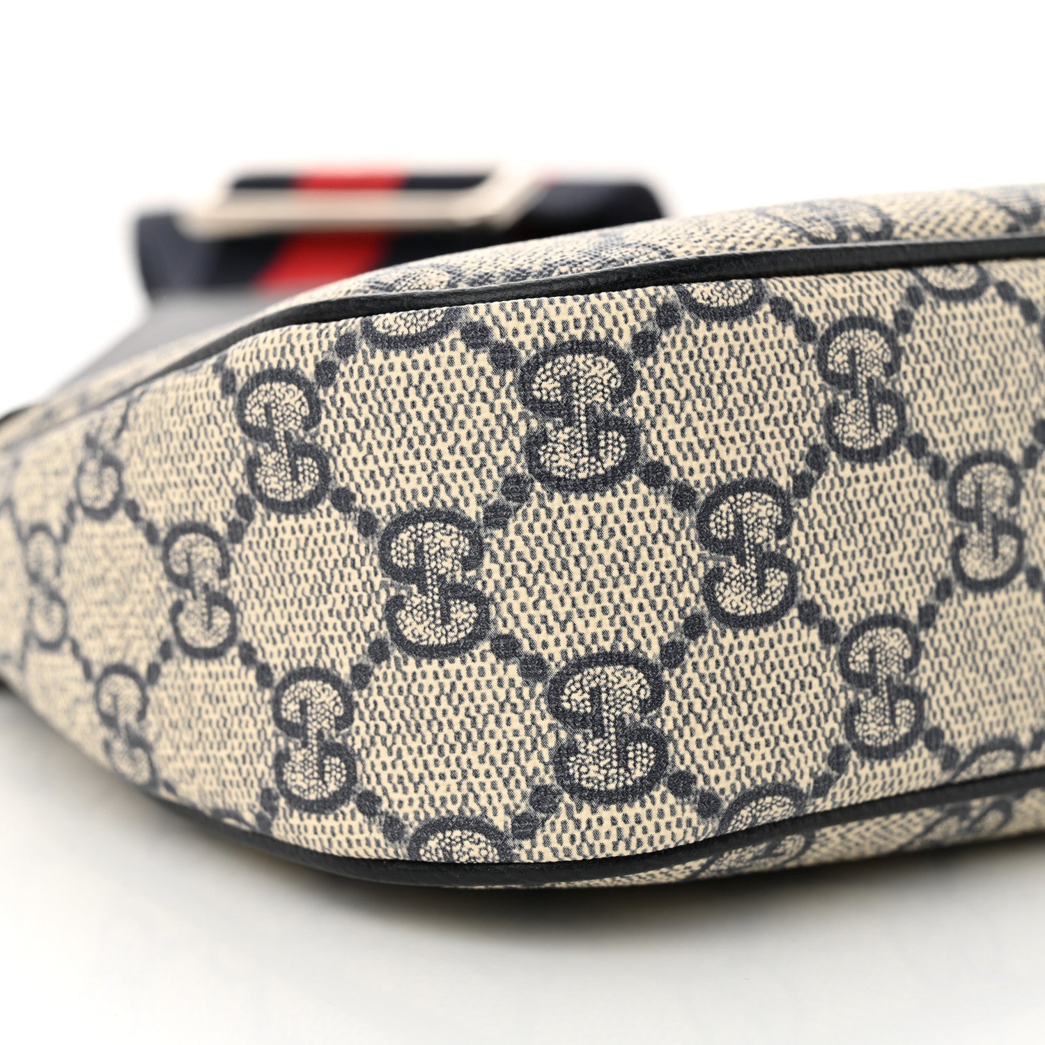 Gucci GG Supreme Monogram Textured Dollar Calfskin Web Small Ophidia GG Handbag Beige Blue 9 of 13