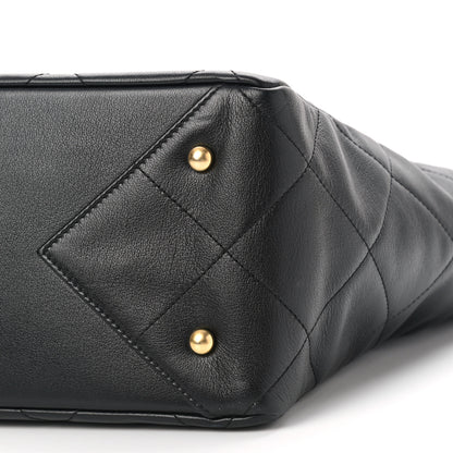 Chanel Calfskin Quilted Chain Shopping Tote Black 10 of 10