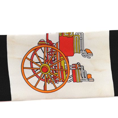 Hermes Silk Les Voitures Exquises Twilly Orange Beige Kaki 5 of 6
