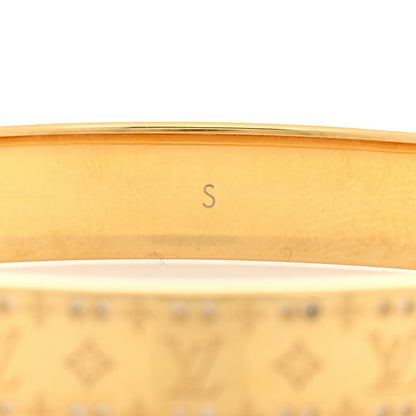 Louis Vuitton Brass Crystal Monogram Nanogram Strass Cuff S Gold 5 of 6