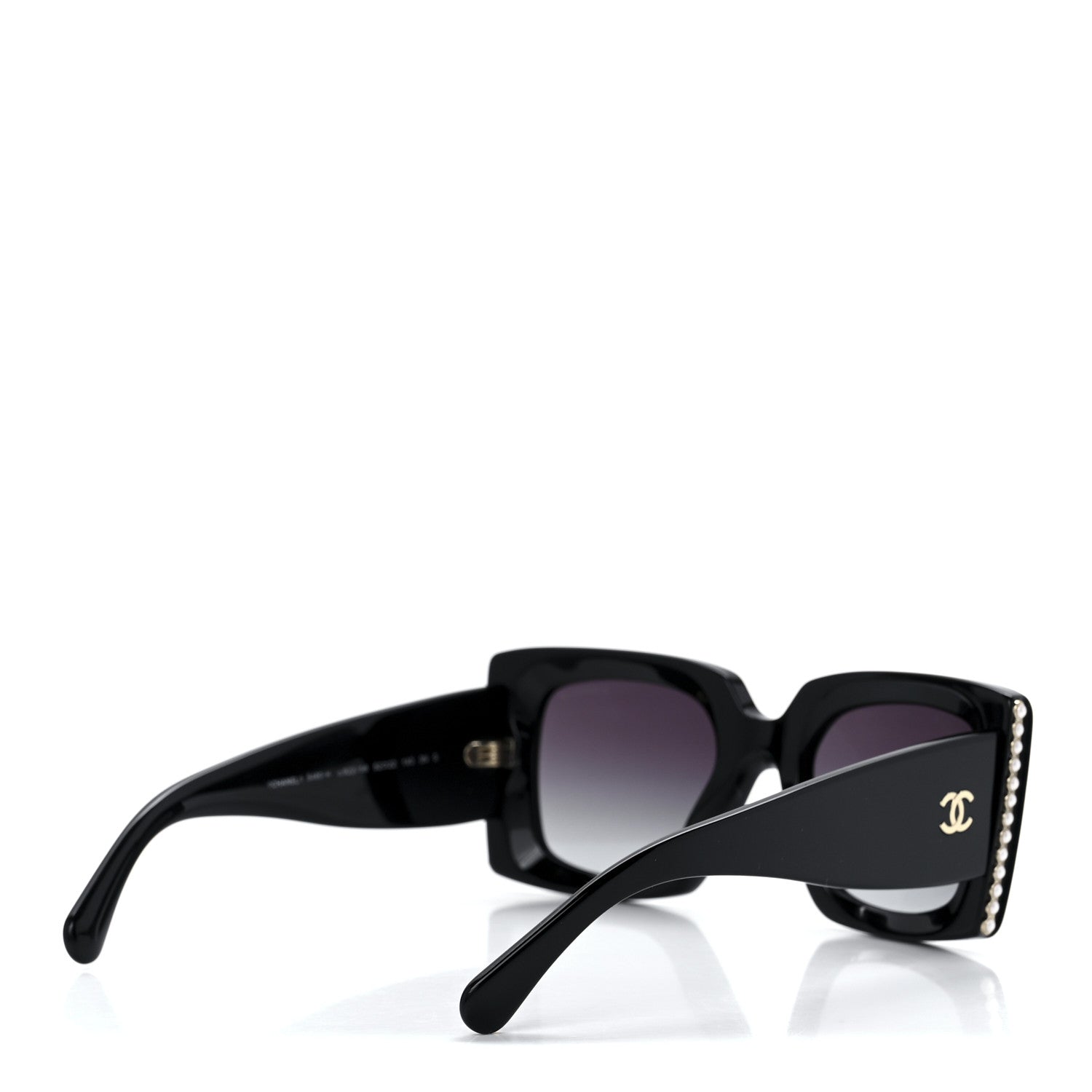 Chanel Acetate Pearl Rectangle Sunglasses 5480-H Black 4 of 8