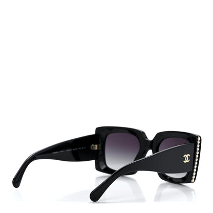 Chanel Acetate Pearl Rectangle Sunglasses 5480-H Black 4 of 8