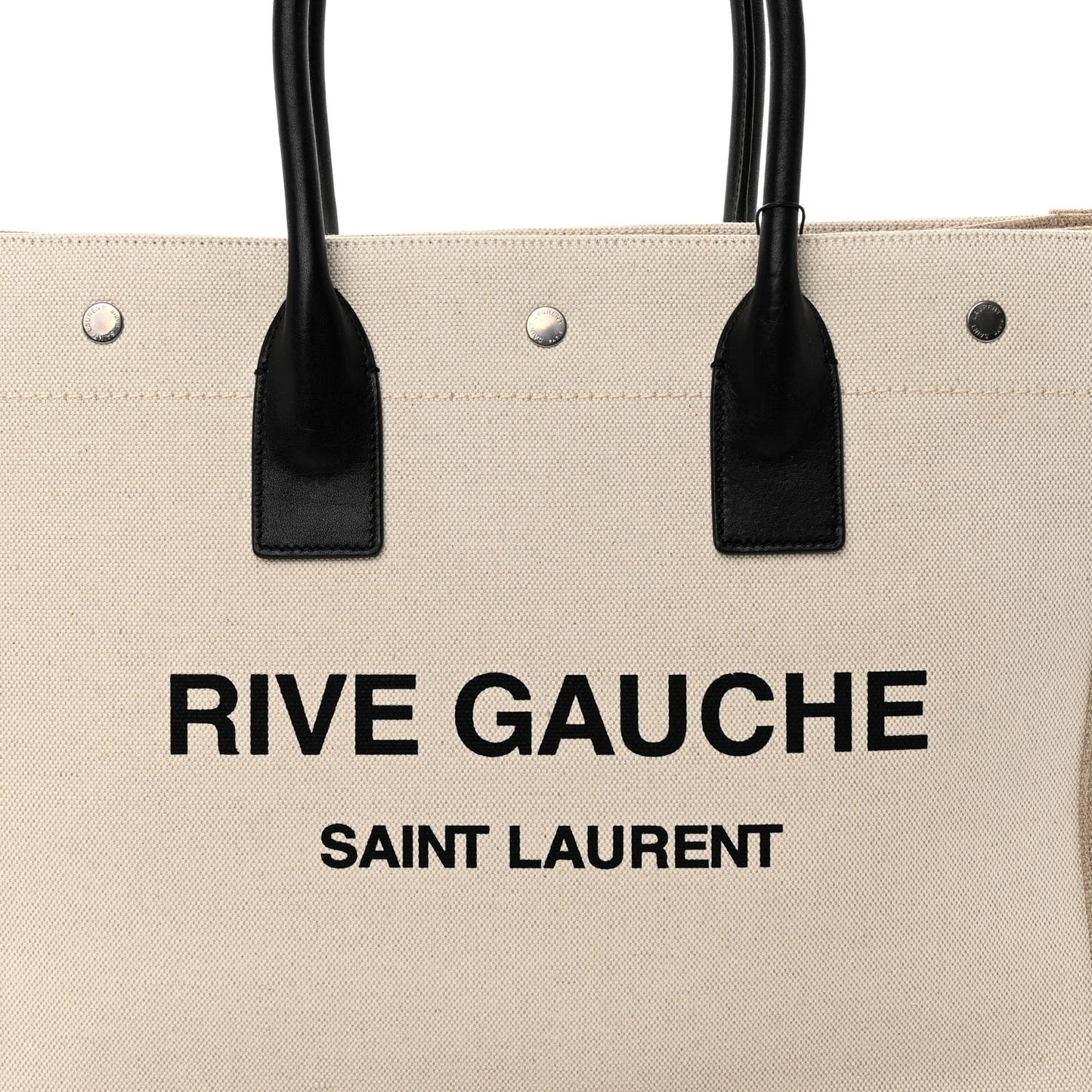 Linen Calfskin Small Rive Gauche Tote Greggio Natural