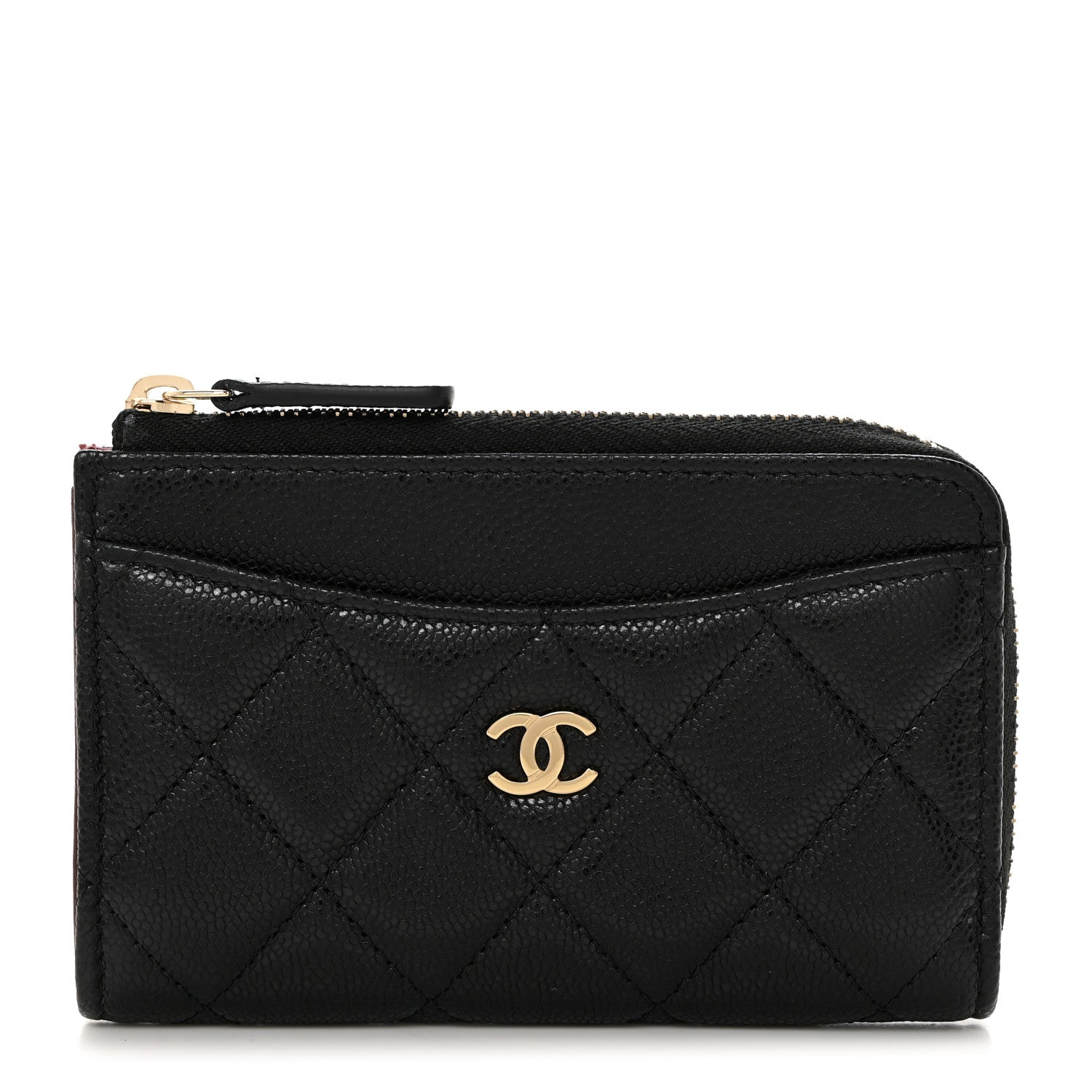 Chanel Caviar Quilted CC Zip Around Card Holder Black 1 of 8