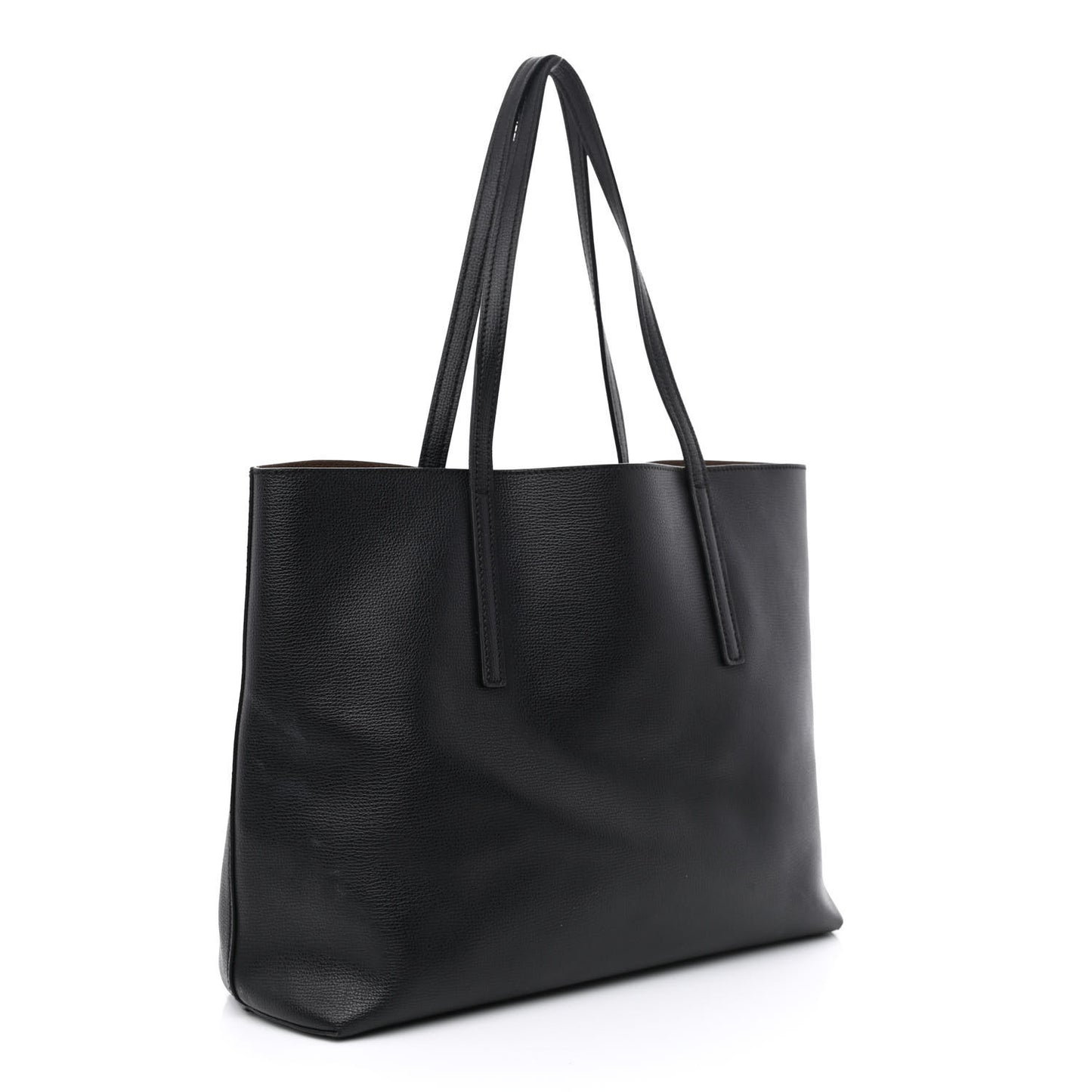 Vitello Vienna Enamel F is Fendi Shopping Tote Black Taupe
