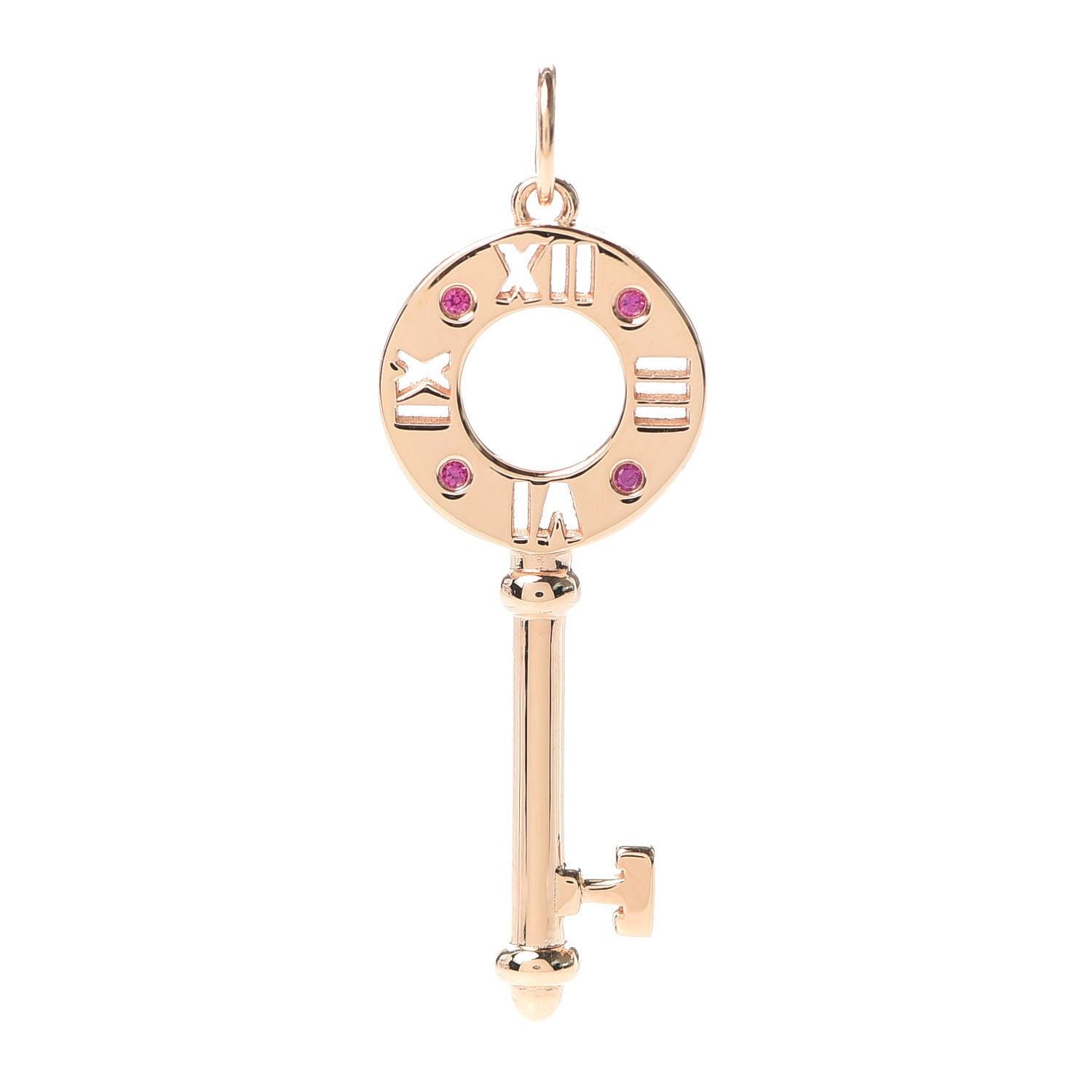 Tiffany 18K Rose Gold Ruby Atlas Pierced Key Pendant 1 of 4
