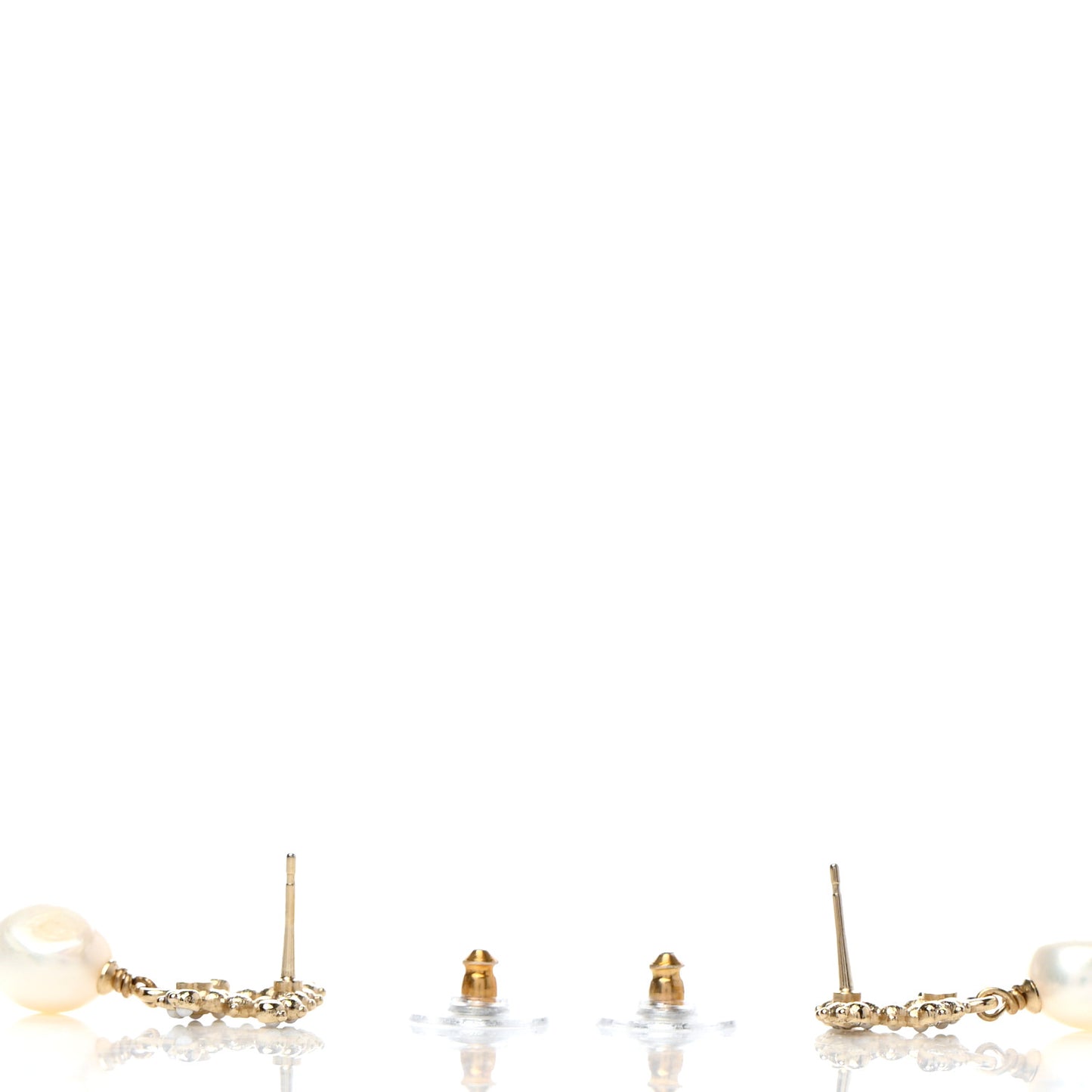 Pearl Crystal CC Drop Earrings Gold