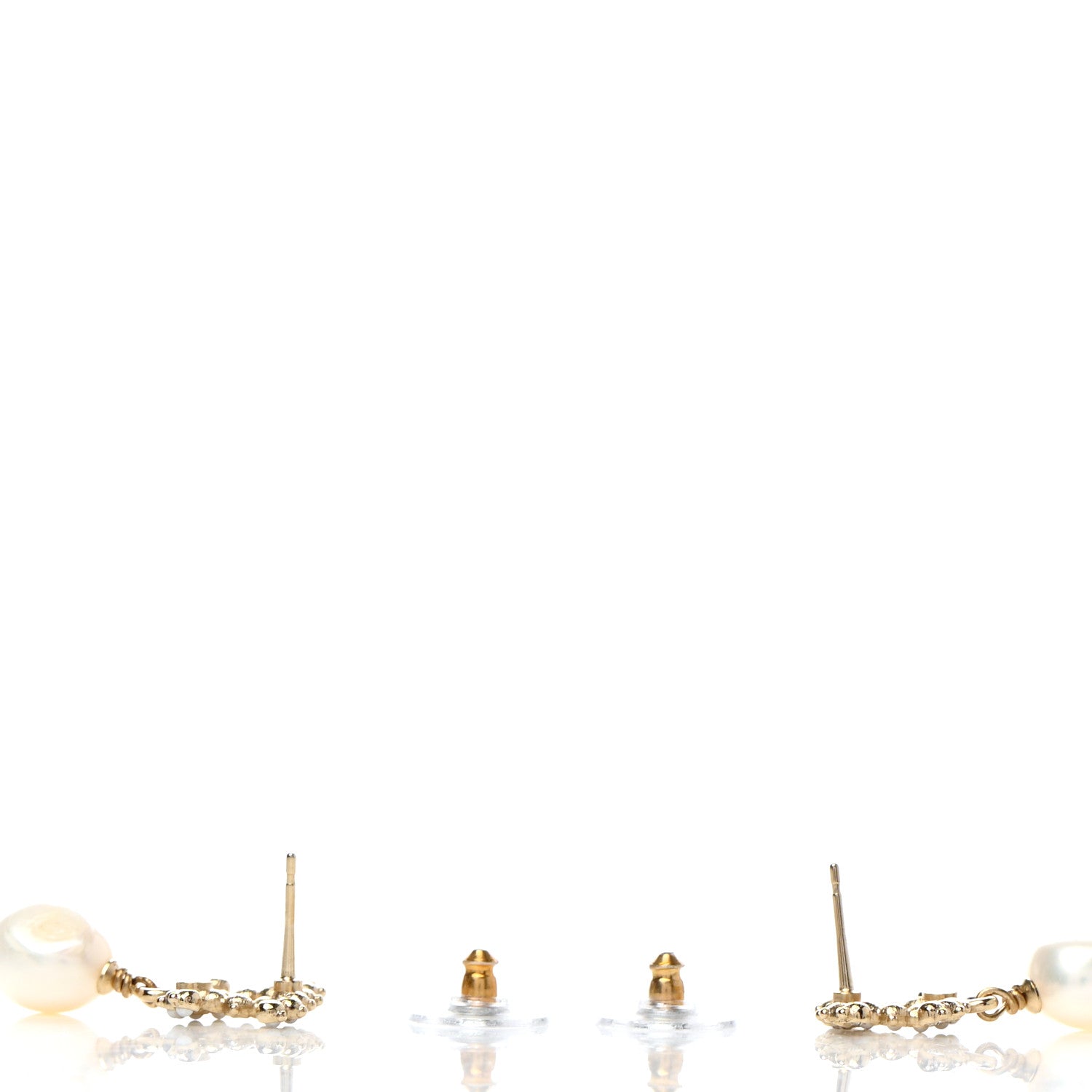 Chanel Pearl Crystal CC Drop Earrings Gold 3 of 5