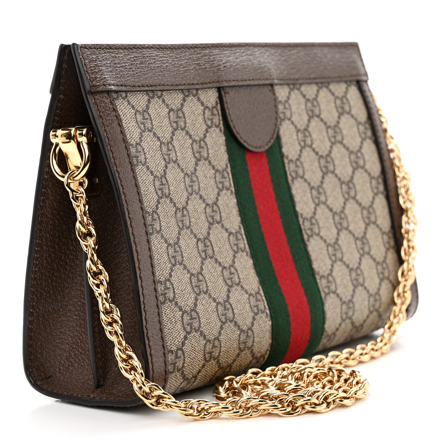 Gucci GG Supreme Monogram Web Small Ophidia Chain Shoulder Bag Brown 3 of 14