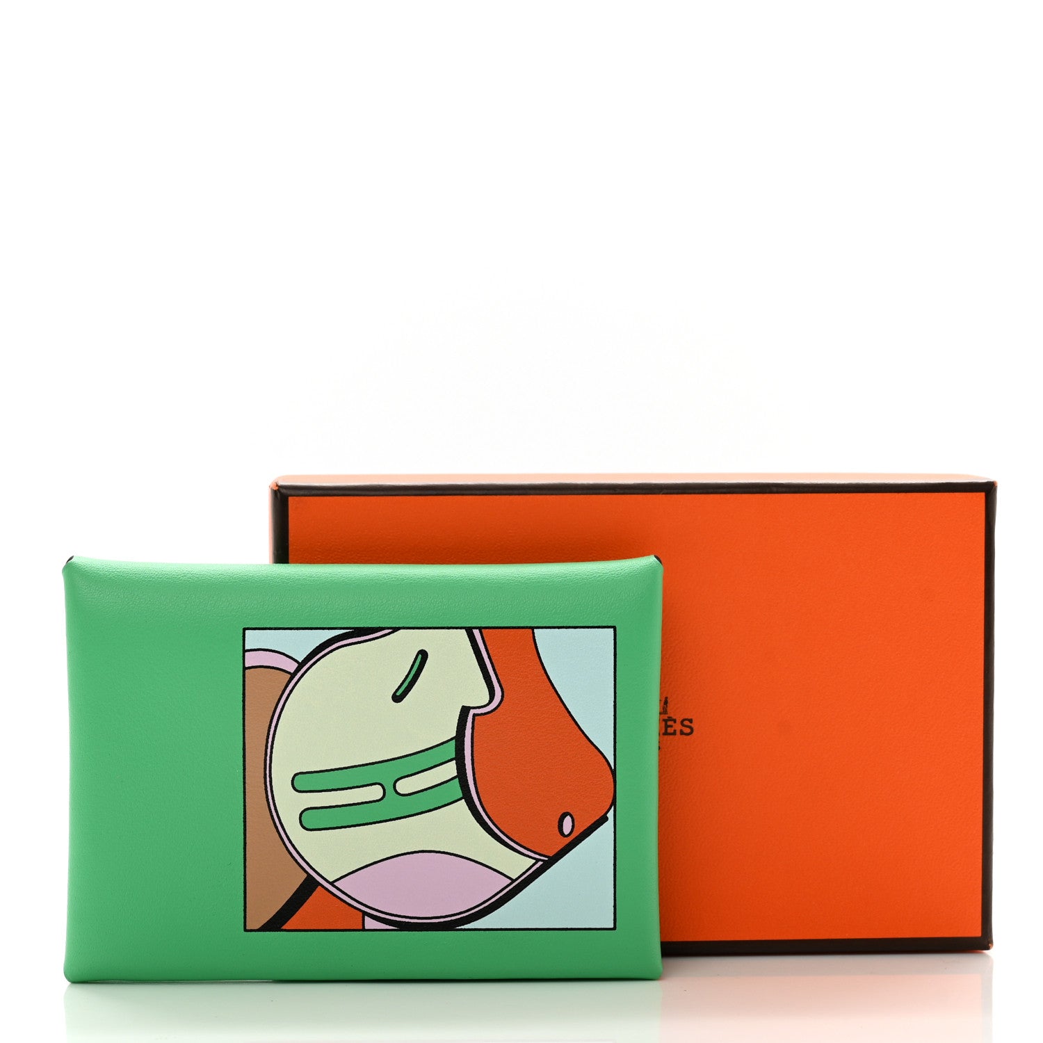 Hermes Swift Compact Saddle Print Calvi Duo Card Case Vert Comics 7 of 7