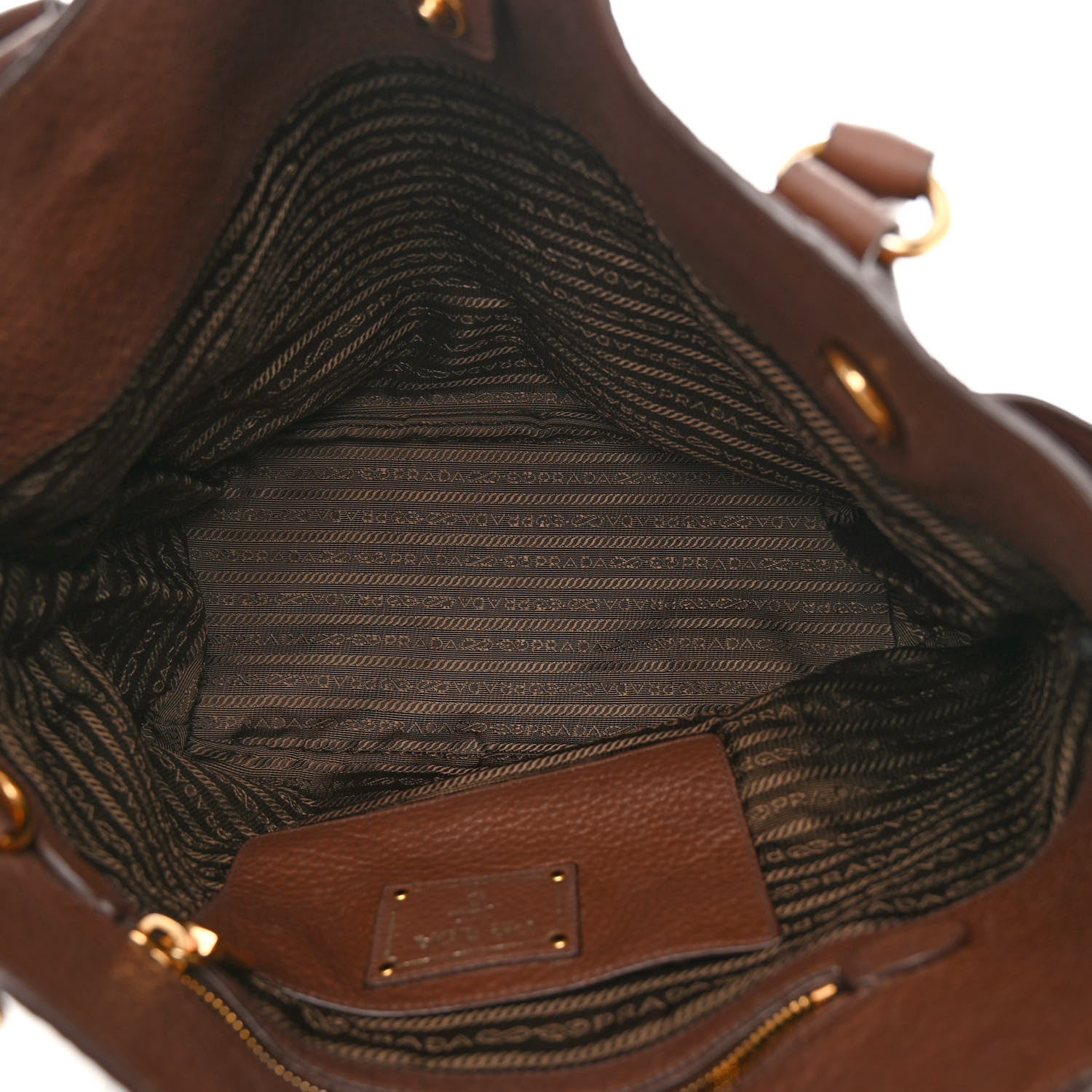 Prada Vitello Daino Side Pocket Tote Palissandro 5 of 13