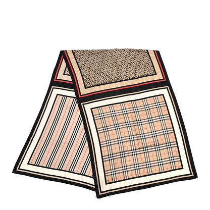 Burberry Silk Vintage Check Icon Stripe TB Monogram Print Scarf Archive Beige 2 of 4