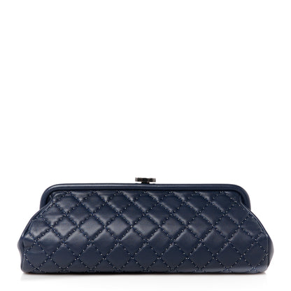 Chanel Lambskin Stitched Timeless Clutch Navy 1 of 10