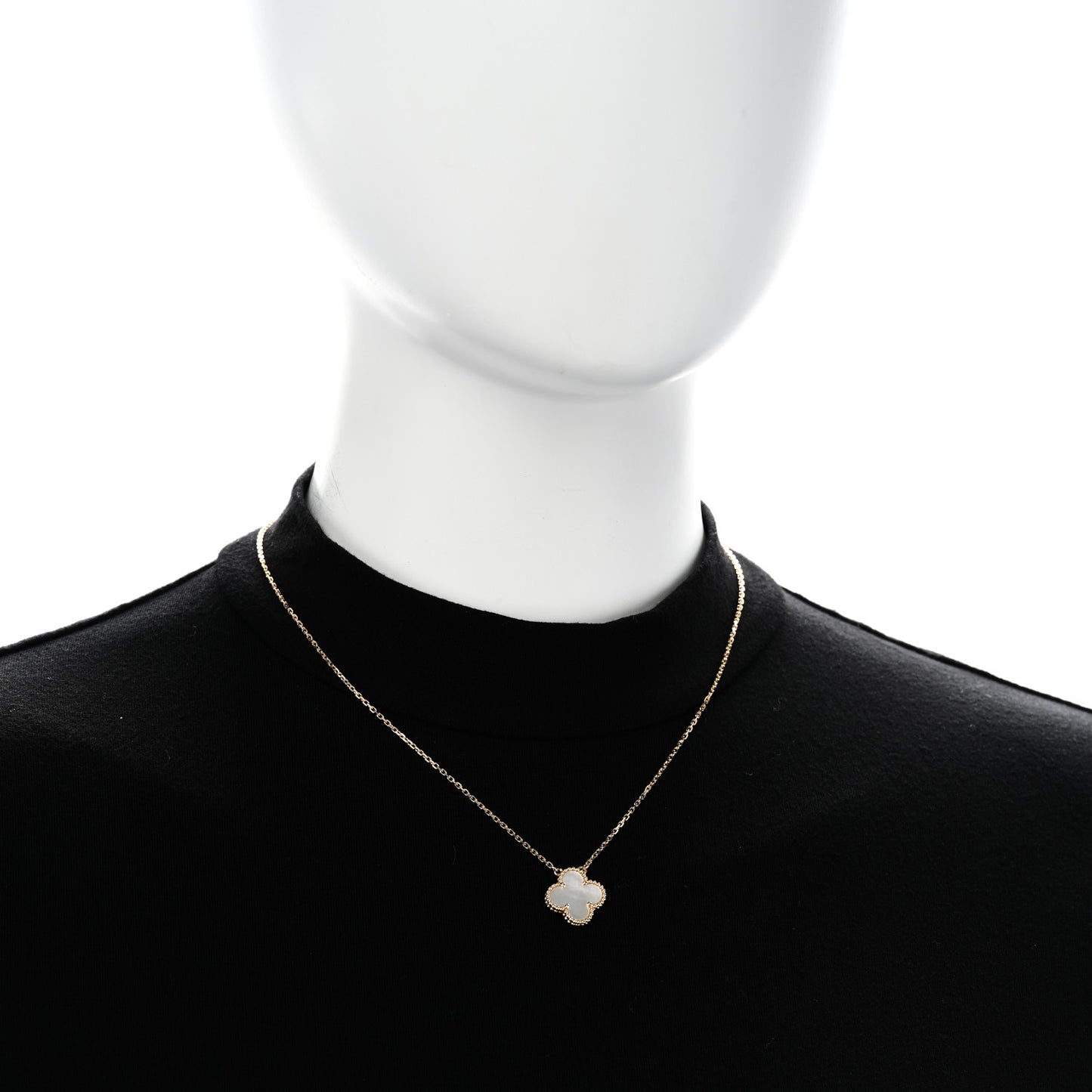 18K Yellow Gold Mother of Pearl Vintage Alhambra Pendant Necklace