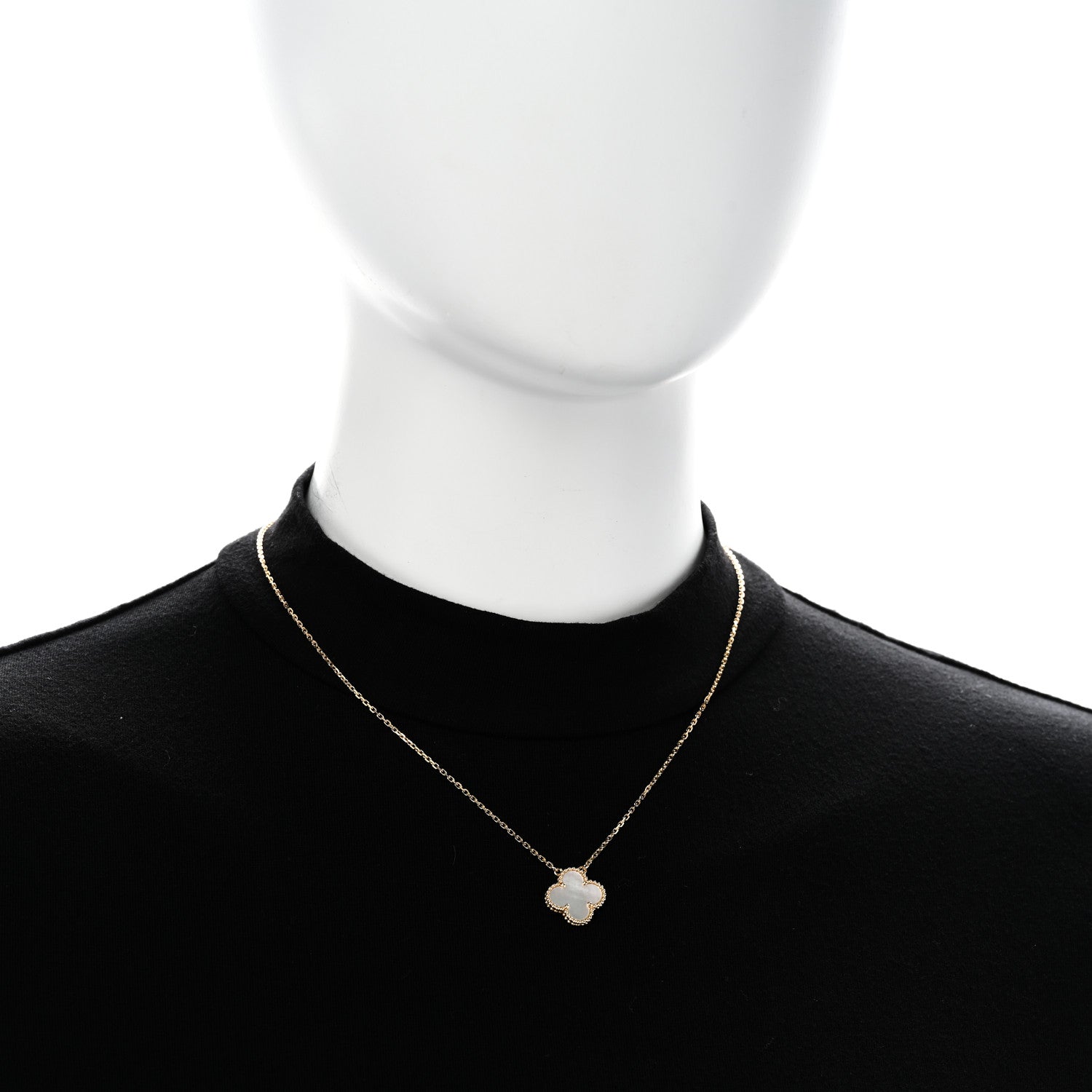 Van Cleef & Arpels 18K Yellow Gold Mother of Pearl Vintage Alhambra Pendant Necklace 2 of 5