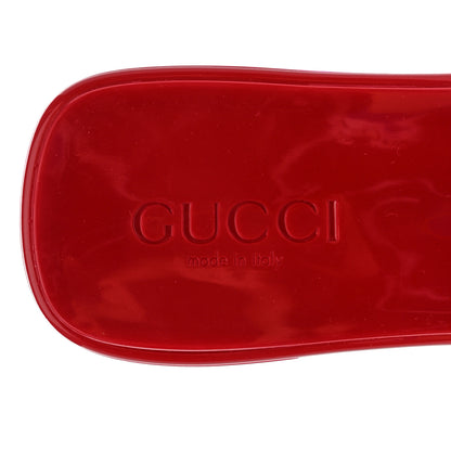 Gucci Rubber Gucci Logo Womens Platform 20/60mm Slide Sandals 37 Hibiscus Red 8 of 11