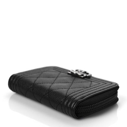 Chanel Caviar Quilted Boy Zip Around Coin Purse Wallet Black 8 of 8