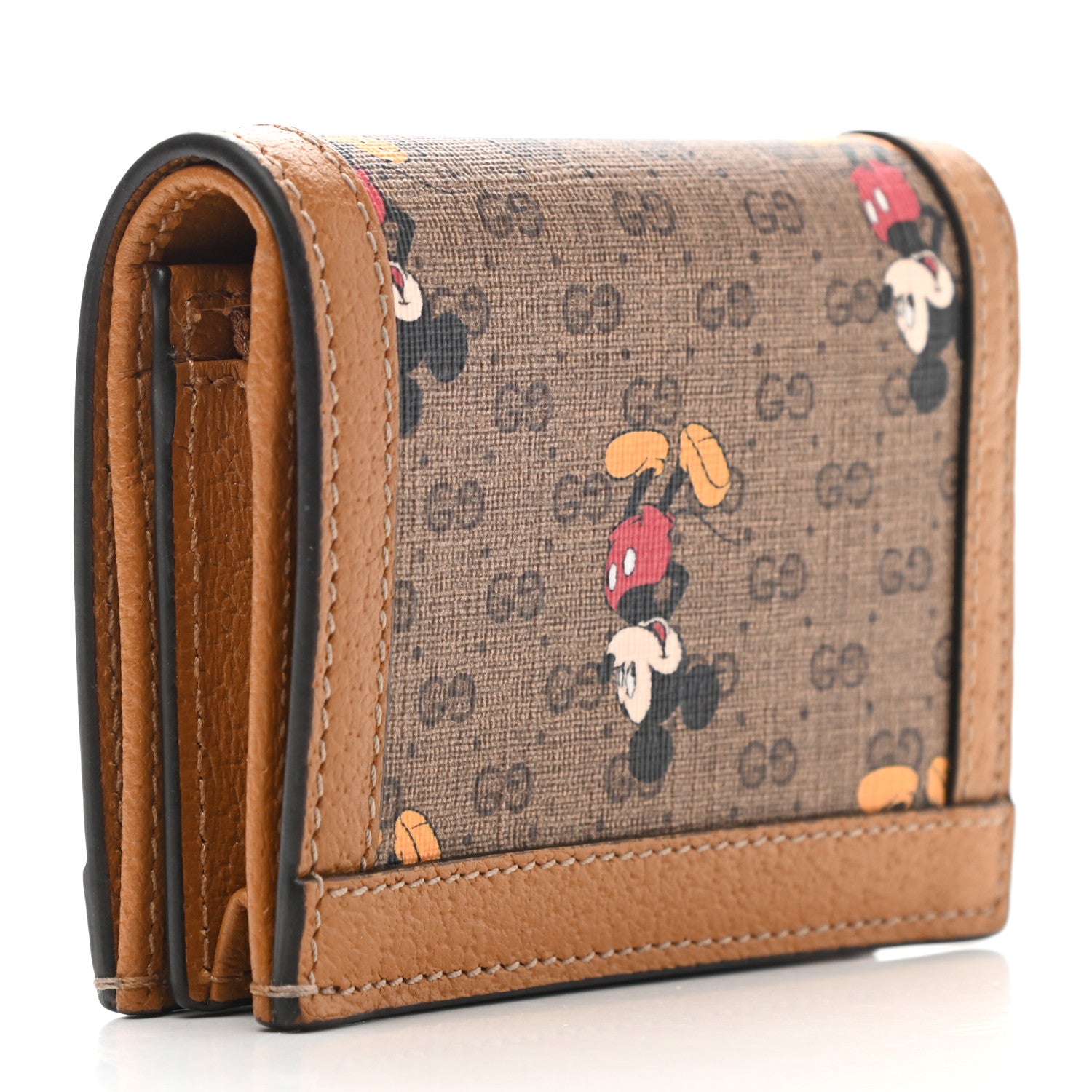 Gucci X DISNEY Mini Vintage GG Supreme Monogram Mickey Mouse Card Holder Wallet Beige Vintage Sun Oil 3 of 8