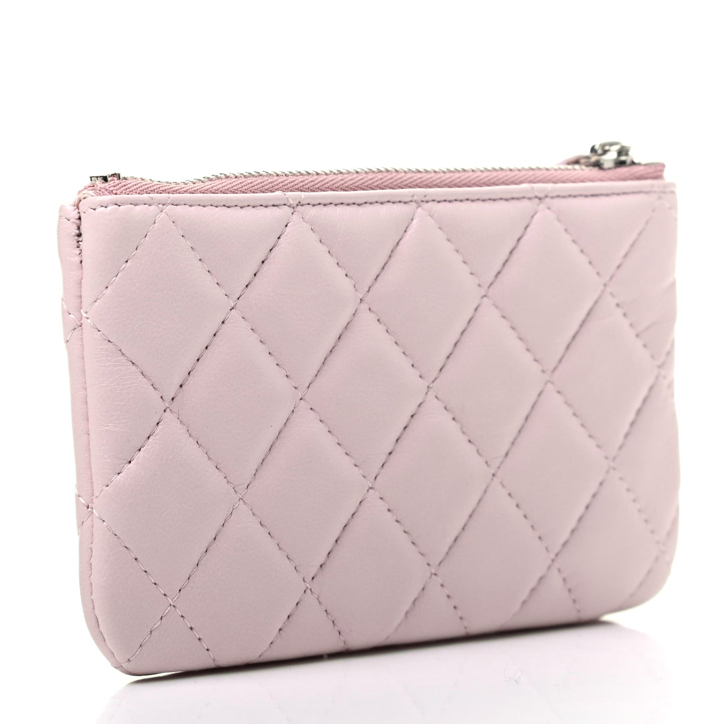 Lambskin Quilted Small Cosmetic Case Pink