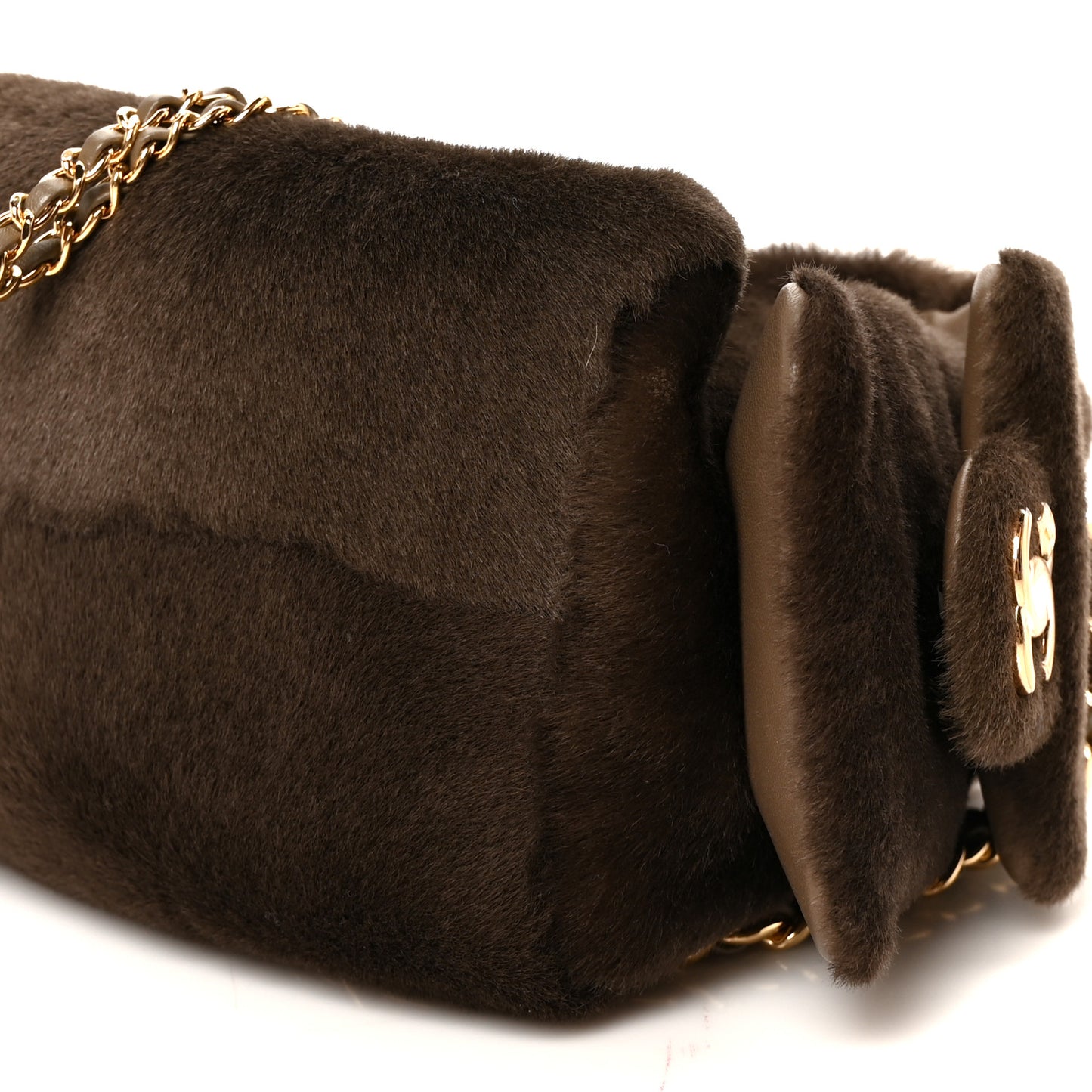 Pony Hair Mini Chanel 25 Handbag Dark Khaki