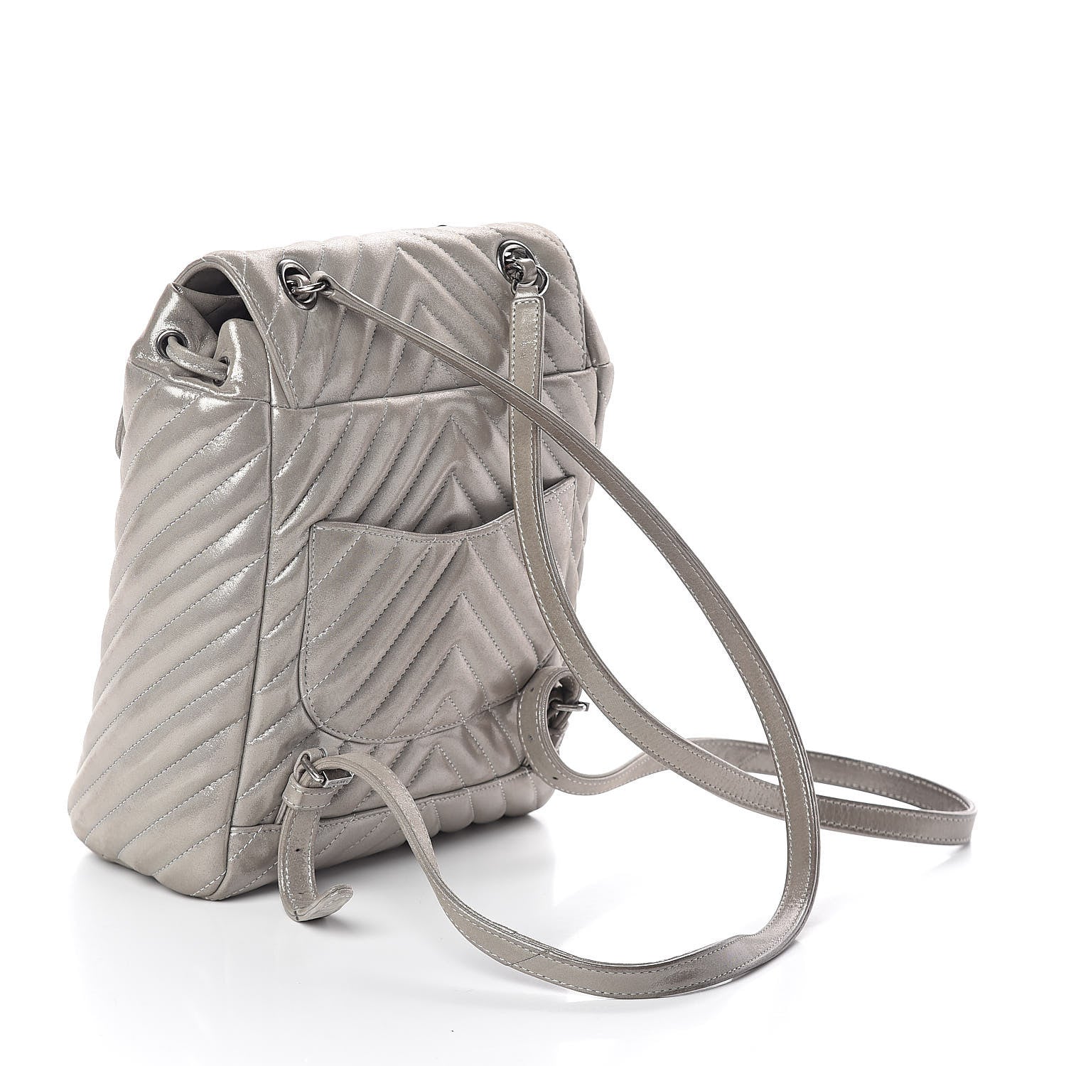 Chanel Metallic Calfskin Chevron Quilted Small Urban Spirit Backpack Silver 3 of 12