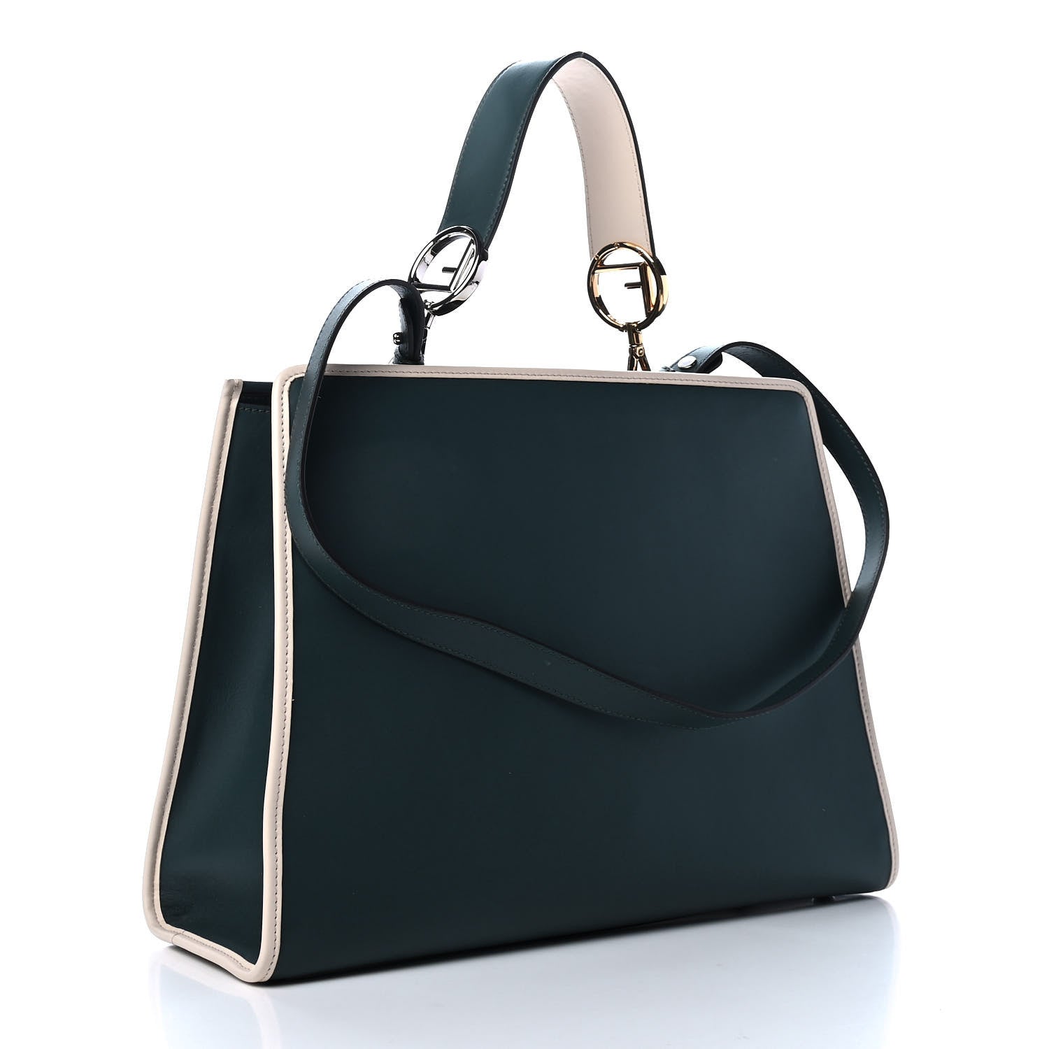 Fendi Vitello Century Opaco F is Fendi Bi-Color Regular Runaway Satchel Amazzonia Camelia 2 of 4