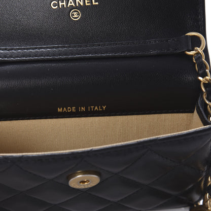Chanel Lambskin Quilted Pearl Crush Clutch With Chain Black 9 of 11