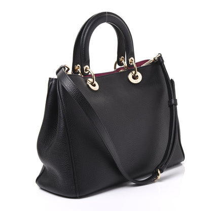Christian Dior Bullcalf Medium Diorissimo Tote Black Rose Indien 2 of 11