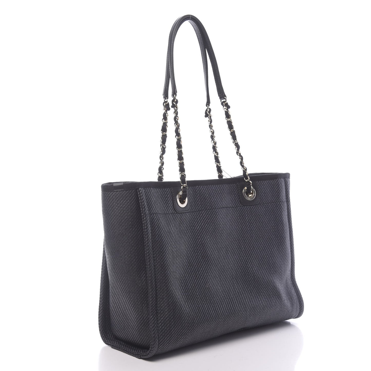 Mixed Fibers Calfskin Small Deauville Tote Black