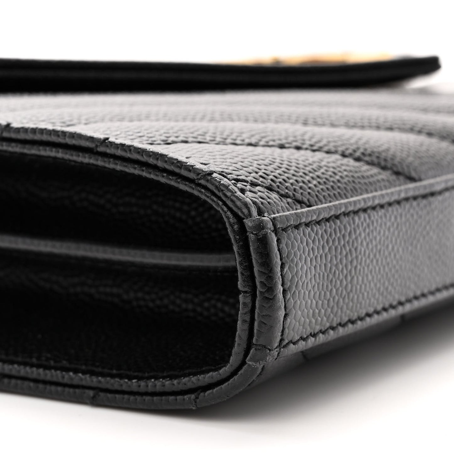 Grain De Poudre Matelasse Chevron Monogram Chain Wallet Black