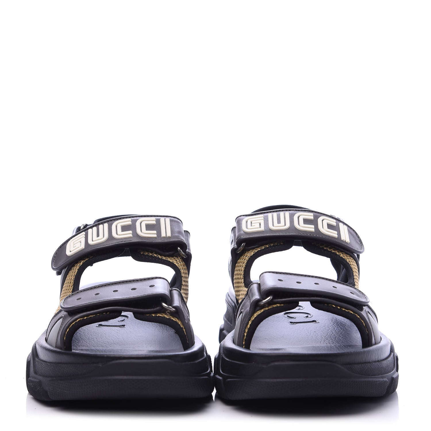 Gucci X SEGA Nappa Mesh Mens Aguru Sandals 9 Loess Black 2 of 10
