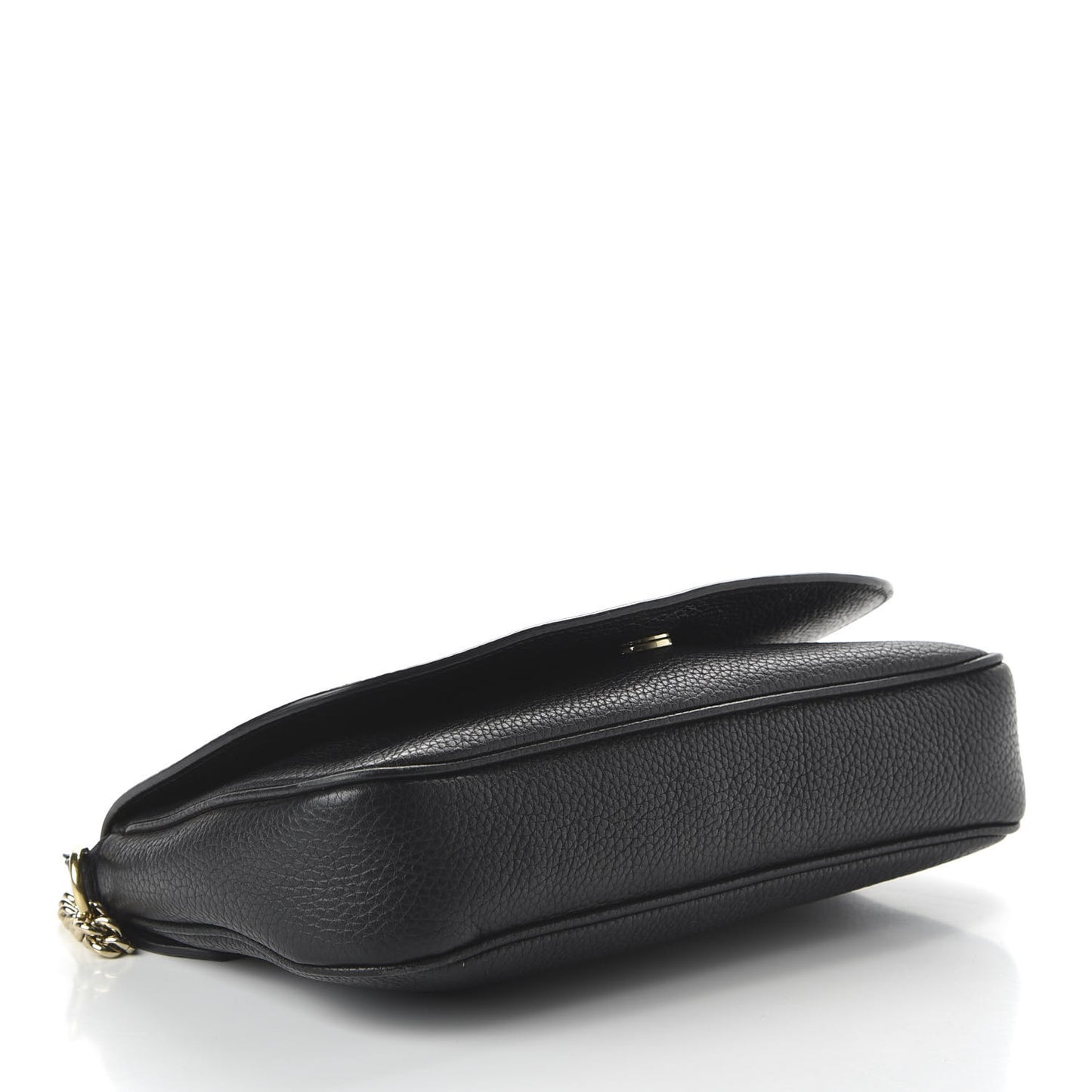 Pebbled Calfskin Medium Soho Flap Crossbody Black