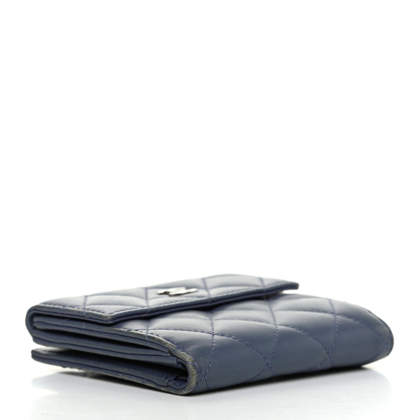 Lambskin Quilted Compact French Flap Wallet Lavender