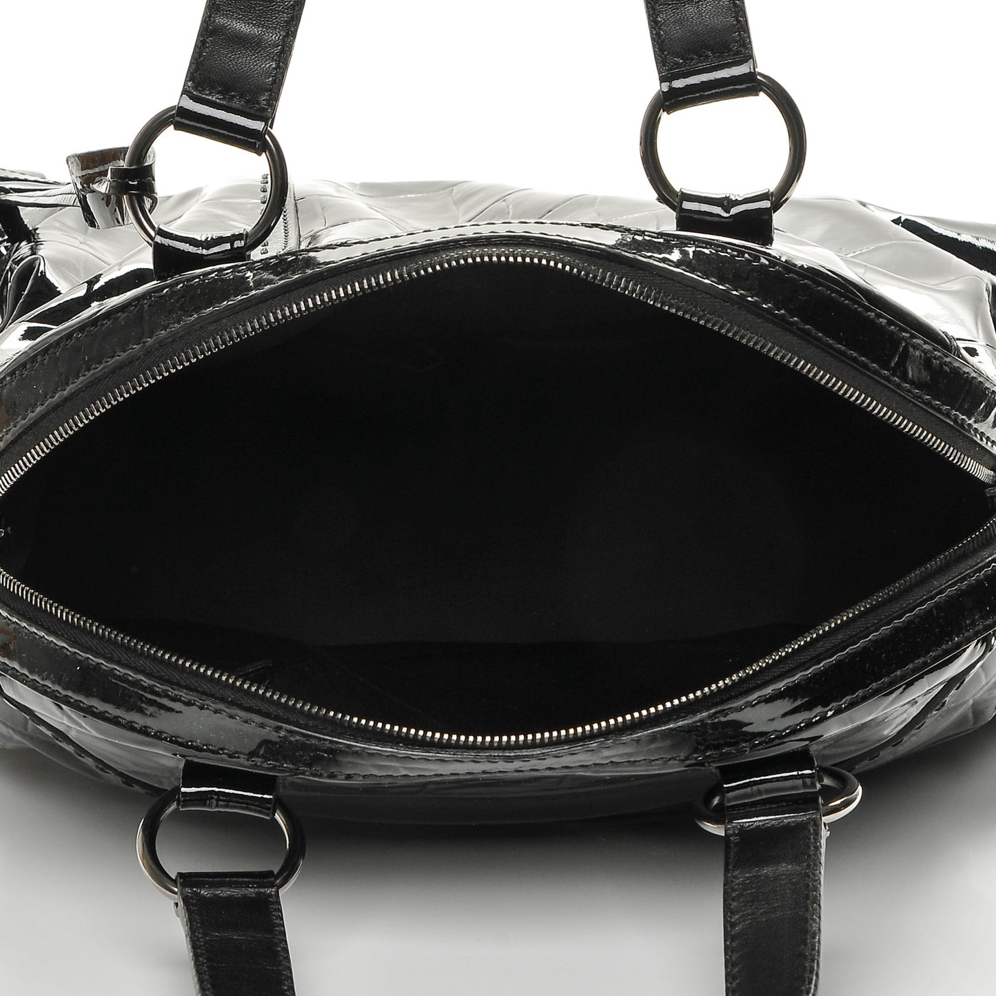 Crocodile Embossed Patent Calfskin Large Muse Black