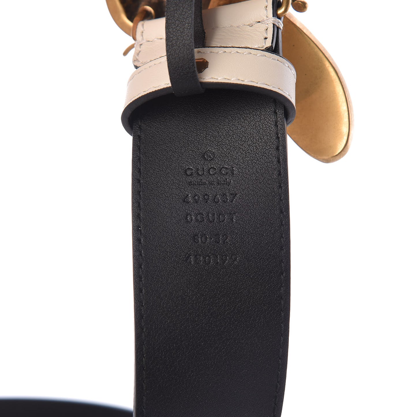 Calfskin Queen Margaret Bee Belt 80 32 White